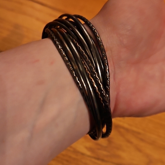 Gunmetal Tone Bangle Set - Picture 2 of 6